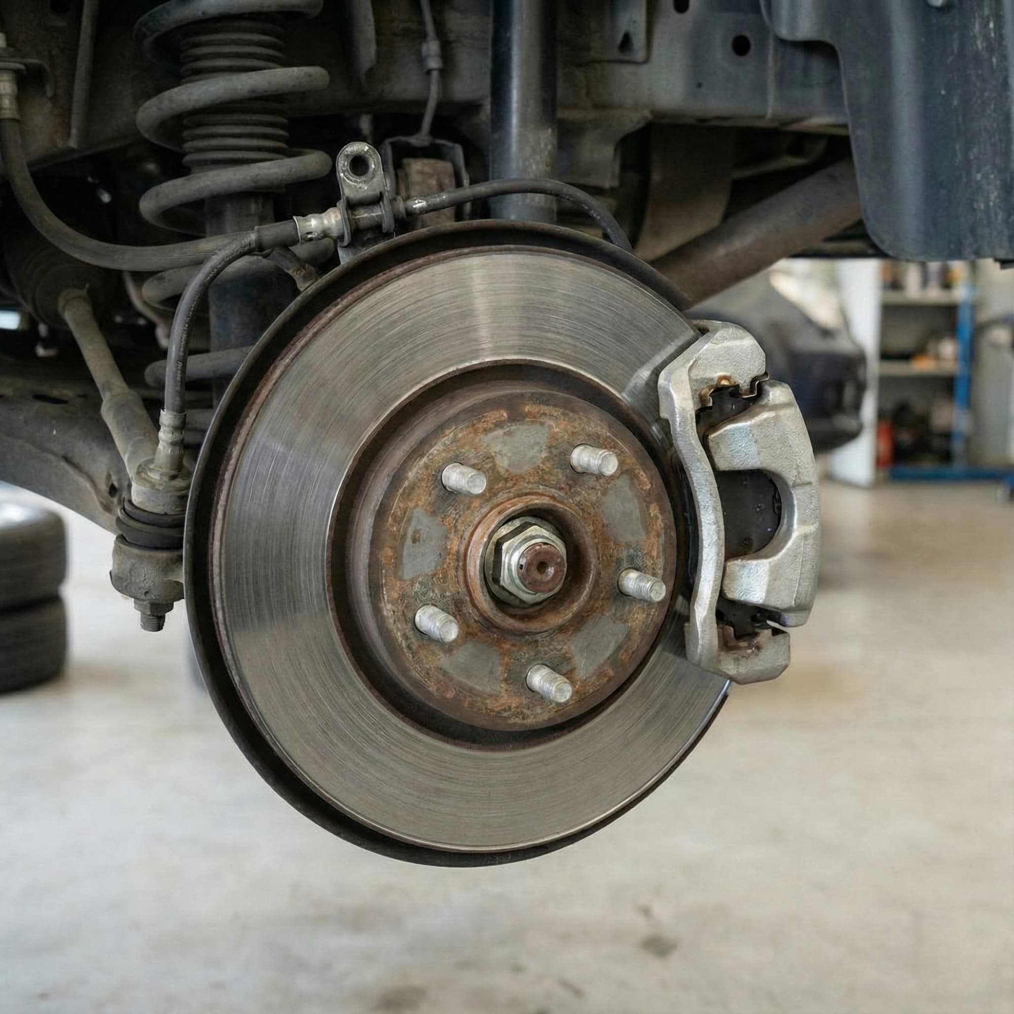 Oto Servisinde Montajı Yapılmış Ön Fren Diski