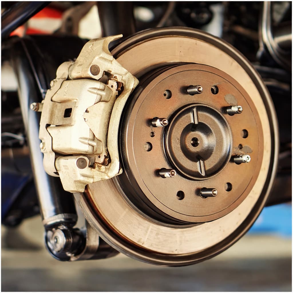 Araç Fren Sisteminde Disk Ve Fren Kaliperinin Yakın Plan Görünümü