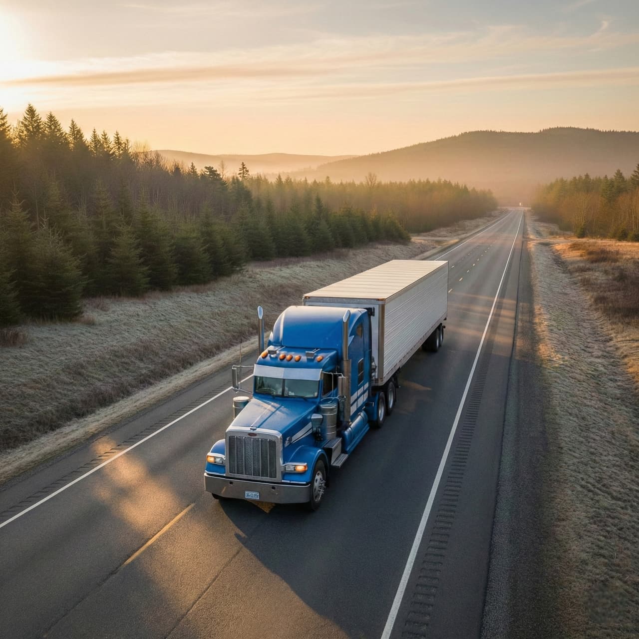 Uzun Yolda Ilerleyen Ağır Yük Taşıyan Kamyon