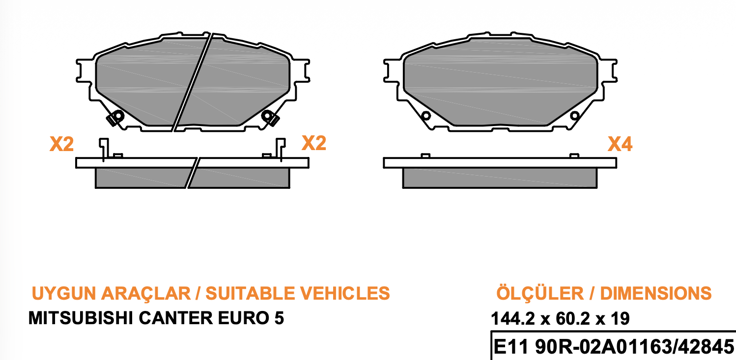 Ağır Vasıta 35 Pwr 5031 Wva 25749 25750 25751 Fren Balatasi