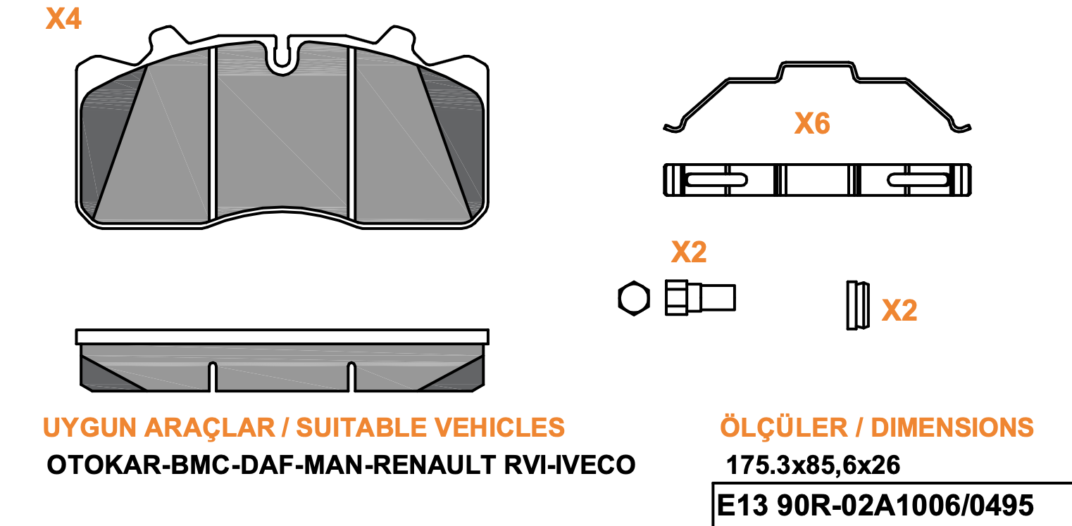 Ağır Vasıta 40 Pwr 5036 Wva 29117 Fren Balatasi