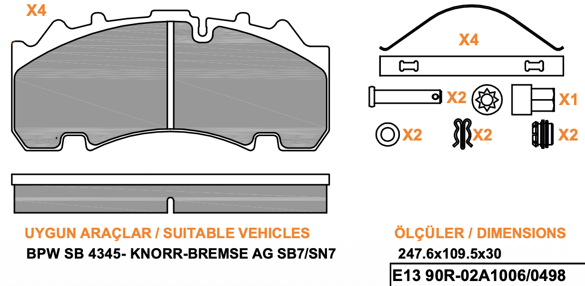 Ağır Vasıta 43 Pwr 5039 Wva 29307 29216 29263 Fren Balatasi