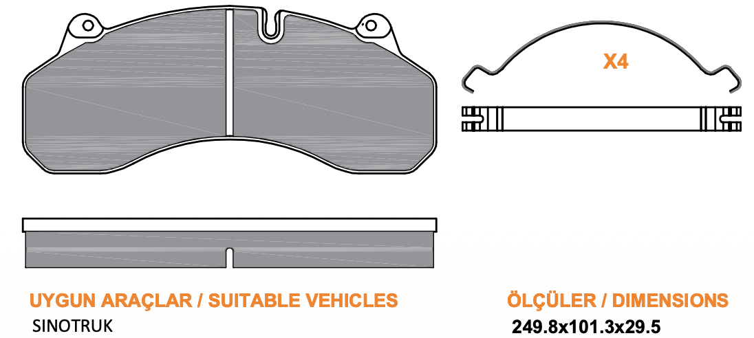 Ağır Vasıta 52 Pwr 5048 Wva 29438 Fren Balatasi