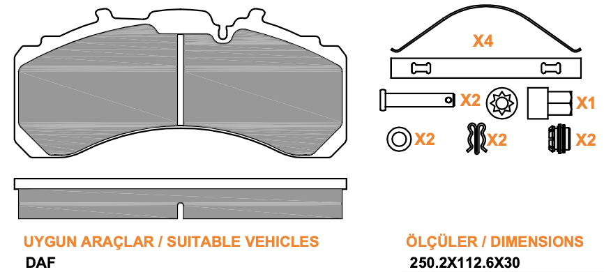 Ağır Vasıta 54 Pwr 5050 Wva 29440 Fren Balatasi